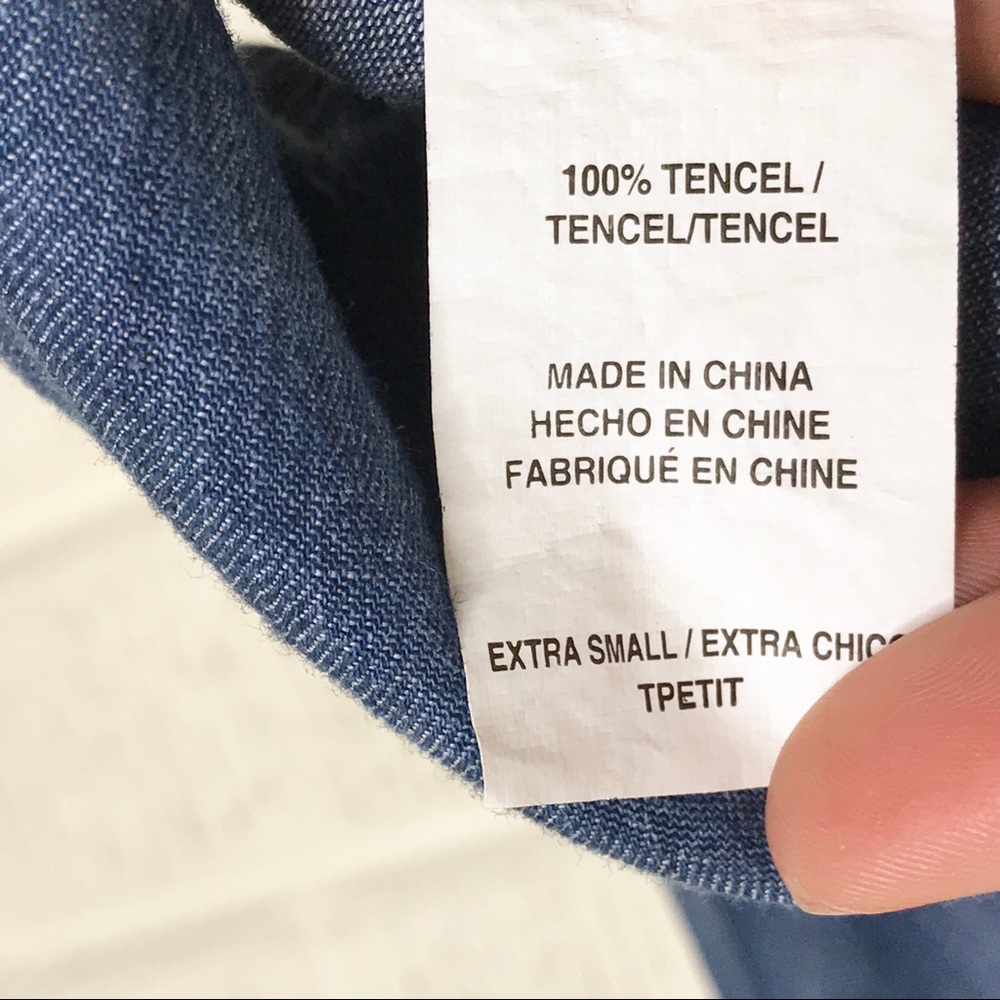 Rails Chambray Raw Hem Long Sleeve Button Down Xs - image 7